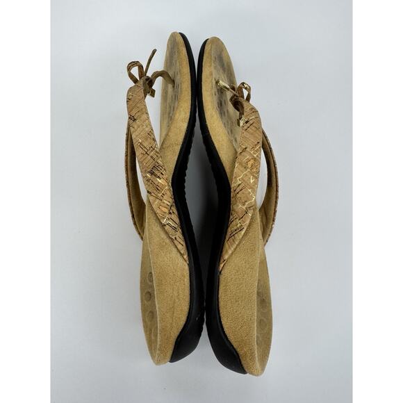 Women's Vionic Bella Orthotic Flip Flops 8 Cork Bow Preppy Resort Outdoor - Picture 9 of 11